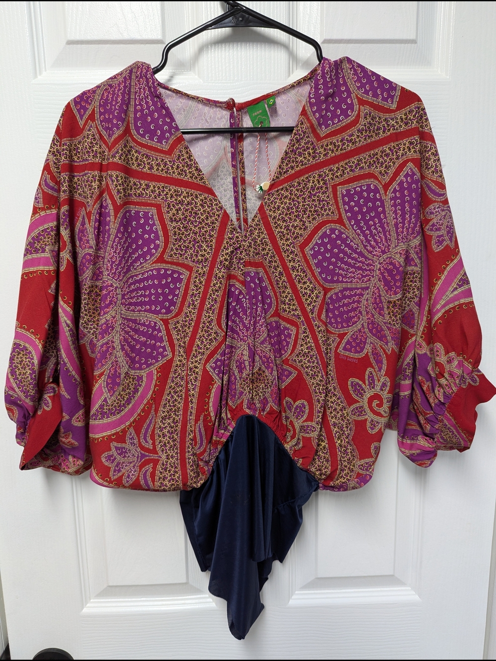 Farm Rio Vibrant Floral Boho Bodysuit in Red & Purple - Picture 7 of 9